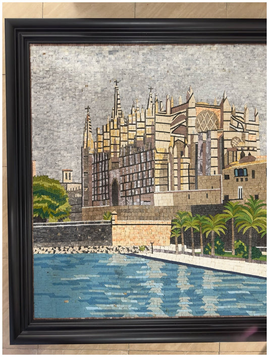Mosaico de Piedra Natural “Catedral de Palma de Mallorca” – 100 × 150 cm
(Handmade Natural Stone Mosaic “Cathedral of Palma de Mallorca” – 100 × 150 cm)